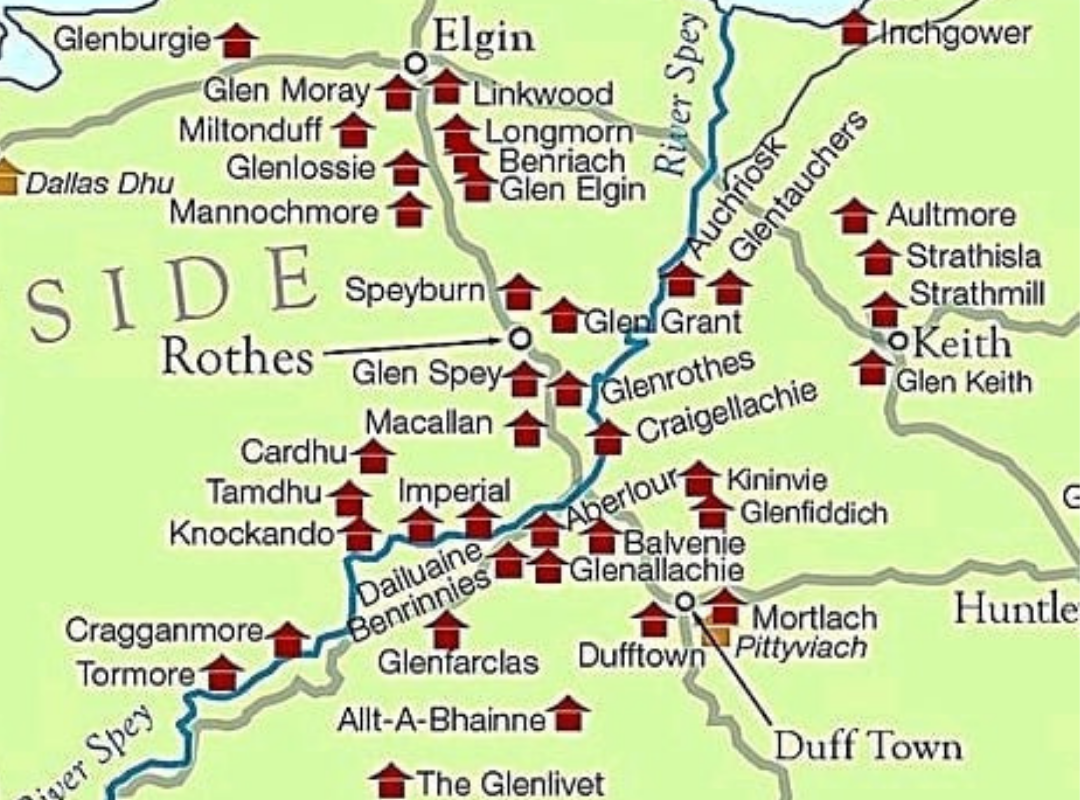 Speyside Whisky Distilleries Map